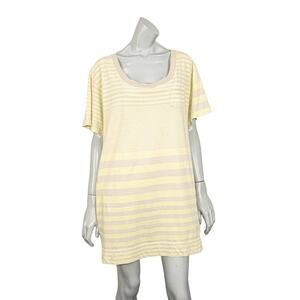 OSKLEN Cotton Scoop Neck T-shirt Dress Yellow Stripe size Medium